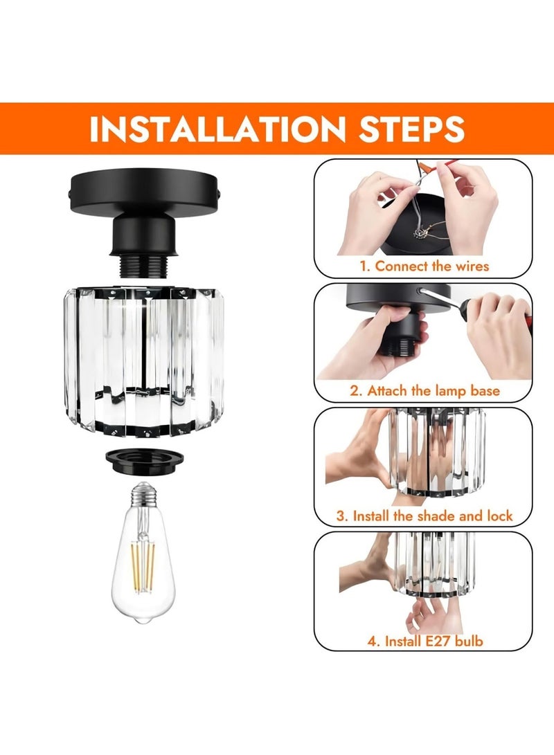 رات سو الشمعداني البلوري الحديث تركيب مصباح السقف المصغر نصف المتدفق E27 تركيبة الإضاءة الداخلية للمطبخ غرفة المعيشة بالمطبخ (1) - Image 4